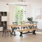 Preview: Esszimmerbank NOAIN X-Form-Beine 180x40x45 cm Massivholz Kiefer