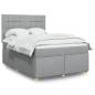 Preview: ARDEBO.de - Boxspringbett mit Matratze Hellgrau 160x200 cm Stoff