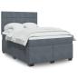 Preview: ARDEBO.de - Boxspringbett mit Matratze Dunkelgrau 160x200 cm Samt