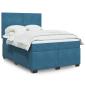 Preview: ARDEBO.de - Boxspringbett mit Matratze Blau 160x200 cm Samt