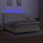 Preview: Boxspringbett mit Matratze & LED Creme 160x200 cm Stoff
