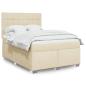 Preview: ARDEBO.de - Boxspringbett mit Matratze Creme 160x200 cm Stoff