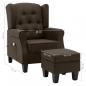 Preview: Massagesessel mit Hocker Braun Stoff