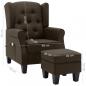 Preview: Massagesessel mit Hocker Braun Stoff
