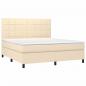 Preview: Boxspringbett mit Matratze & LED Creme 180x200 cm Stoff