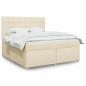Preview: ARDEBO.de - Boxspringbett mit Matratze Creme 180x200 cm Stoff