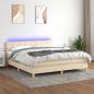 Preview: ARDEBO.de - Boxspringbett mit Matratze & LED Creme 180x200 cm Stoff