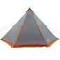 Preview: Tipi-Familienzelt 6 Personen Grau und Orange Wasserdicht