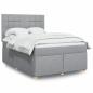 Preview: ARDEBO.de - Boxspringbett mit Matratze Hellgrau 140x190 cm Stoff
