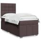 Preview: ARDEBO.de - Boxspringbett mit Matratze Dunkelbraun 100x200 cm Stoff
