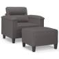 Preview: Sessel mit Hocker Grau 60 cm Kunstleder