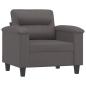 Preview: Sessel mit Hocker Grau 60 cm Kunstleder