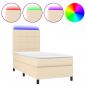 Preview: Boxspringbett mit Matratze & LED Creme 100x200 cm Stoff