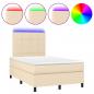 Preview: Boxspringbett mit Matratze & LED Creme 120x190 cm Stoff
