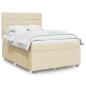 Preview: ARDEBO.de - Boxspringbett mit Matratze Creme 160x200 cm Stoff