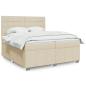 Preview: ARDEBO.de - Boxspringbett mit Matratze Creme 200x200 cm Stoff
