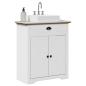 Preview: ARDEBO.de - Waschbeckenunterschrank BODO Weiß und Braun 70x35x80 cm