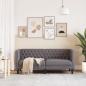 Preview: Chesterfield-Sofa 2-Sitzer Grau Kunstleder