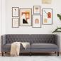 Preview: ARDEBO.de - Chesterfield-Sofa 3-Sitzer Grau Kunstleder