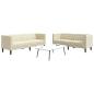 Preview: ARDEBO.de - 2-tlg. Chesterfield-Sofa-Set Creme Kunstleder