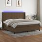 Preview: ARDEBO.de - Boxspringbett mit Matratze & LED Dunkelbraun 200x200 cm Stoff