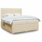 Preview: ARDEBO.de - Boxspringbett mit Matratze Creme 200x200 cm Stoff