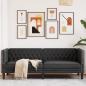 Preview: ARDEBO.de - Chesterfield-Sofa 3-Sitzer Schwarz Kunstleder