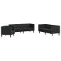 Preview: 3-tlg. Chesterfield-Sofa-Set Schwarz Kunstleder