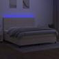 Preview: Boxspringbett mit Matratze & LED Creme 200x200 cm Stoff