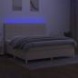 Preview: Boxspringbett mit Matratze & LED Creme 200x200 cm Stoff