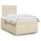 Preview: ARDEBO.de - Boxspringbett mit Matratze Creme 120x200 cm Stoff