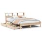 Preview: ARDEBO.de - Massivholzbett mit Regal ohne Matratze 140x200 cm Kiefernholz