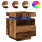 Preview: Nachttische mit LED-Leuchten 2 Stk. Altholz-Optik 40x39x48,5 cm