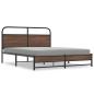 Preview: Metallbett ohne Matratze Braun Eichen-Optik 160x200 cm