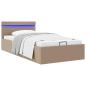 Preview: Bett mit Bettkasten LED Cappuccino-Braun Kunstleder 100x200 cm