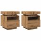 Preview: Nachttische mit LED-Leuchten 2 Stk. Artisan-Eiche 40x39x48,5 cm