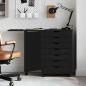Preview: Rollschrank mit Schreibtisch MOSS Schwarz Massivholz Kiefer