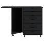 Preview: Rollschrank mit Schreibtisch MOSS Schwarz Massivholz Kiefer