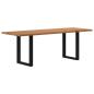Preview: Esstisch Hellbraun 220x80x74 cm Massivholz Eiche Rechteckig