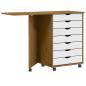 Preview: ARDEBO.de - Rollschrank mit Schreibtisch MOSS Honigbraun Massivholz Kiefer