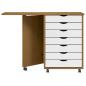 Preview: Rollschrank mit Schreibtisch MOSS Honigbraun Massivholz Kiefer