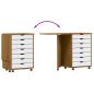 Preview: Rollschrank mit Schreibtisch MOSS Honigbraun Massivholz Kiefer