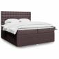 Preview: ARDEBO.de - Boxspringbett mit Matratze Dunkelbraun 200x200 cm Stoff