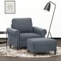 Preview: ARDEBO.de - Sessel mit Hocker Dunkelgrau 60 cm Samt