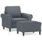 Preview: Sessel mit Hocker Dunkelgrau 60 cm Samt
