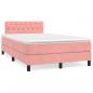 Preview: ARDEBO.de - Boxspringbett mit Matratze Rosa 120x190 cm Samt