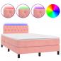 Preview: Boxspringbett mit Matratze & LED Rosa 120x190 cm Samt