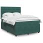 Preview: ARDEBO.de - Boxspringbett mit Matratze Dunkelgrün 160x200 cm Samt