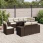 Preview: ARDEBO.de - 9-tlg. Garten-Sofagarnitur mit Kissen Braun Poly Rattan