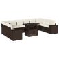 Preview: 11-tlg. Garten-Sofagarnitur mit Kissen Braun Poly Rattan